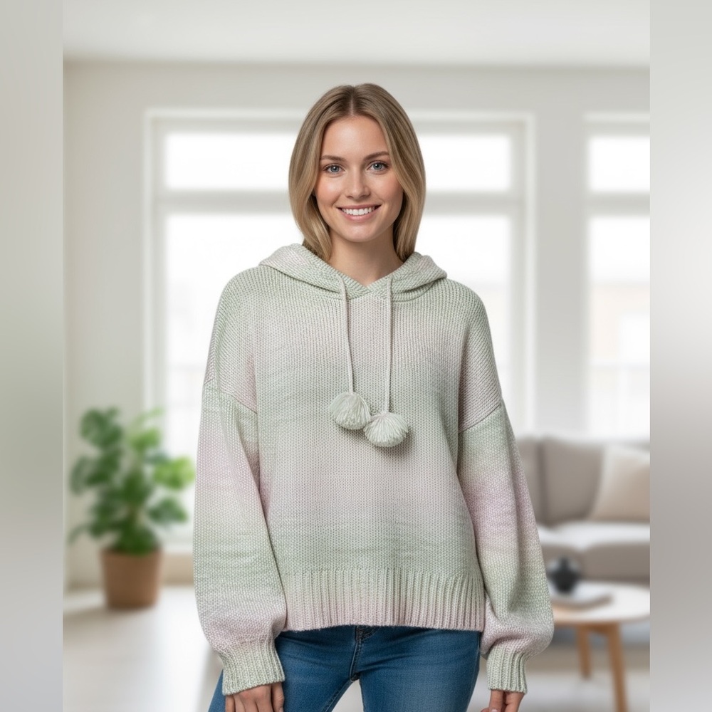 Design 365 - EC - Pastel Pink, Gray, and Green Knit Hoodie